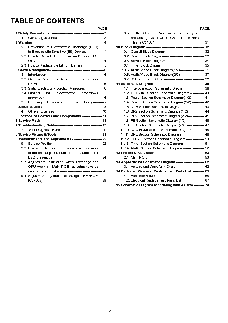 PANASONIC DMP-B200P service manual (2nd page)