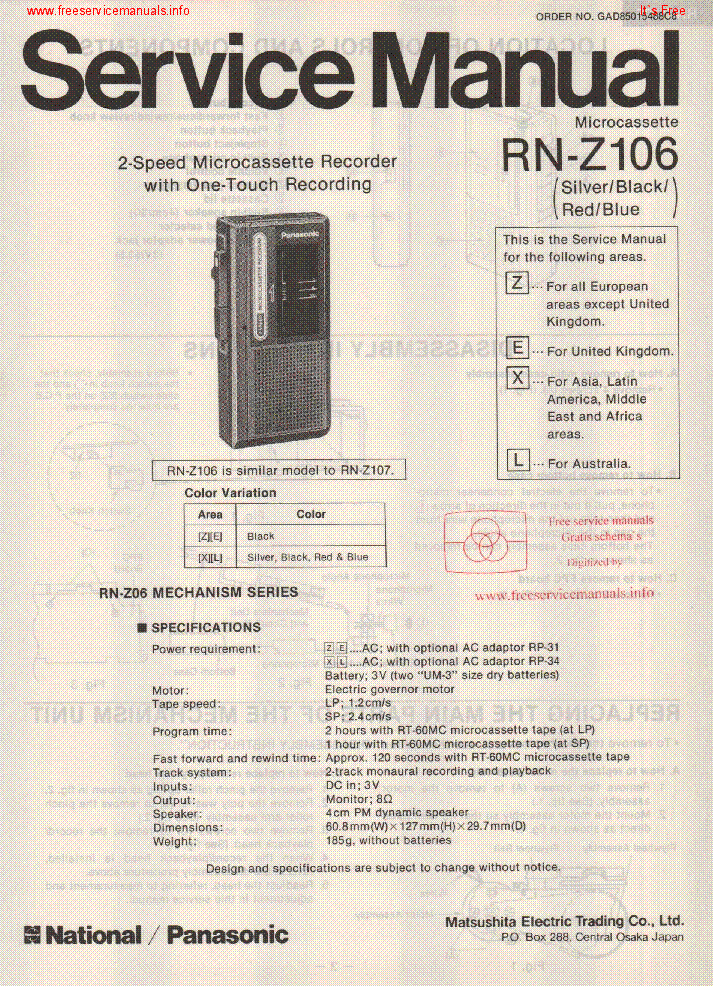 PANASONIC RN-Z106 SM service manual (1st page)