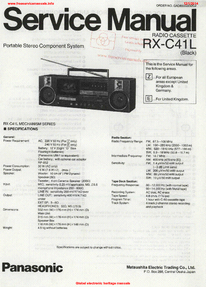PANASONIC RX-C41L SM service manual (1st page)