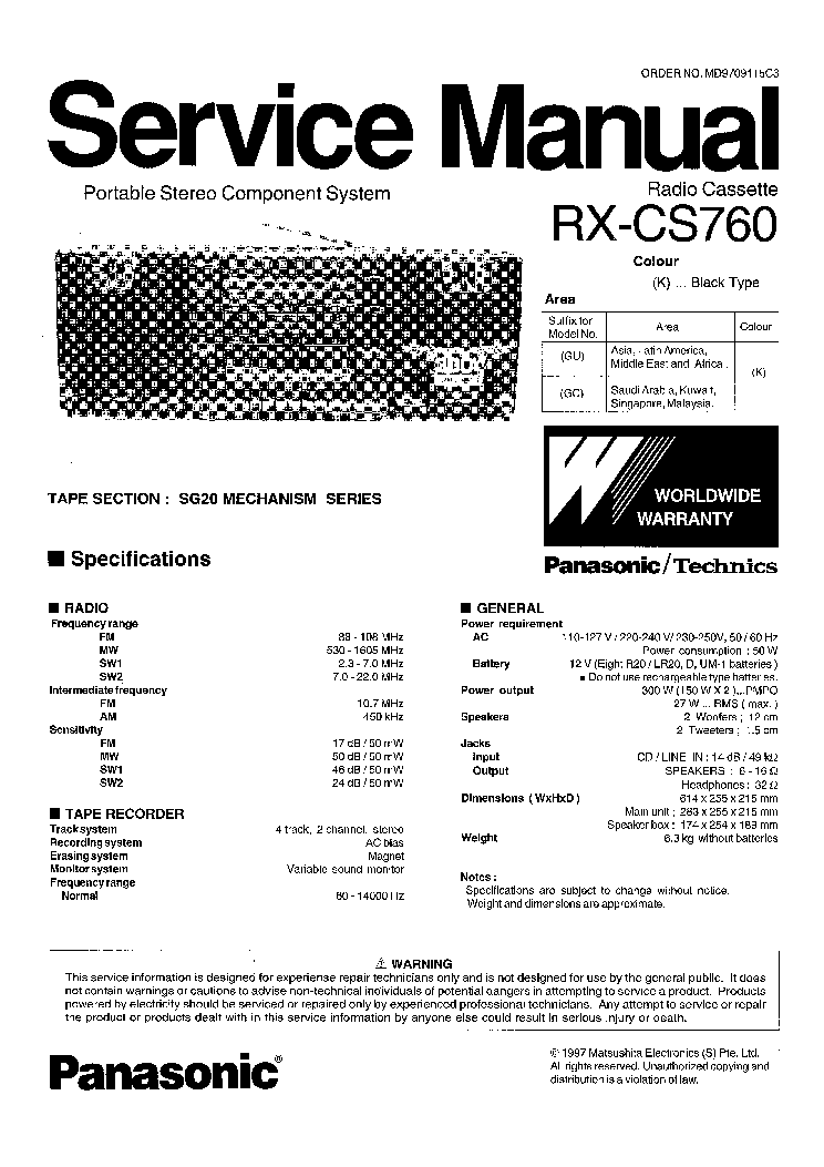 PANASONIC RX-CS760 service manual (1st page)