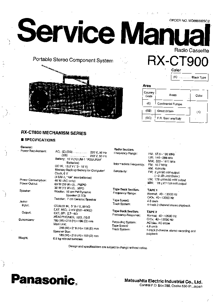 PANASONIC RX-CT900 SM service manual