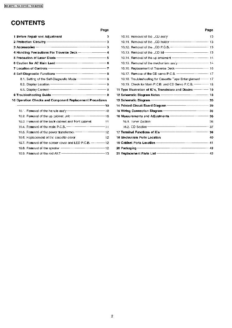 PANASONIC RX-D27E RX-D27EB RX-D27EG service manual (2nd page)