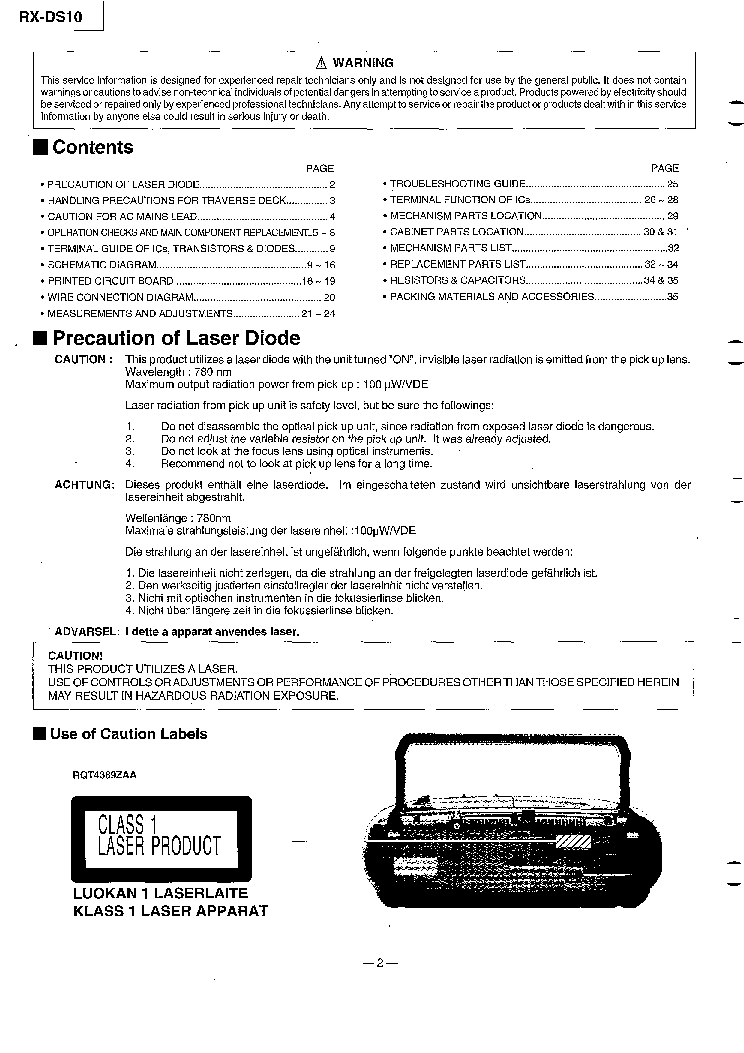 PANASONIC RX-DS10 service manual (2nd page)
