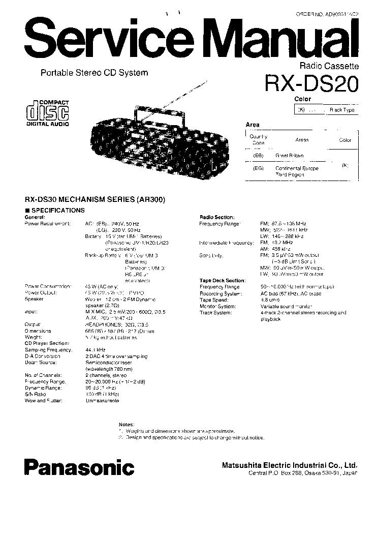 PANASONIC RX-DS20 SM service manual