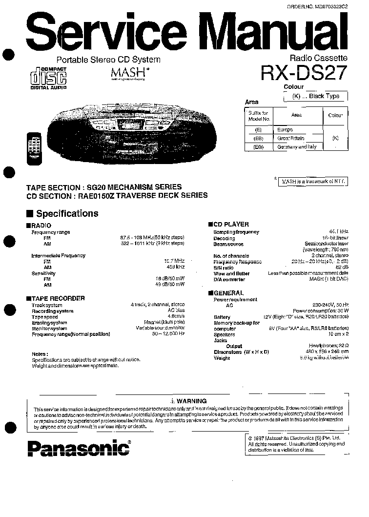 PANASONIC RX-DS27 SM service manual (1st page)