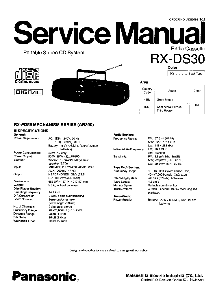 PANASONIC RX-DS30 SM service manual (1st page)