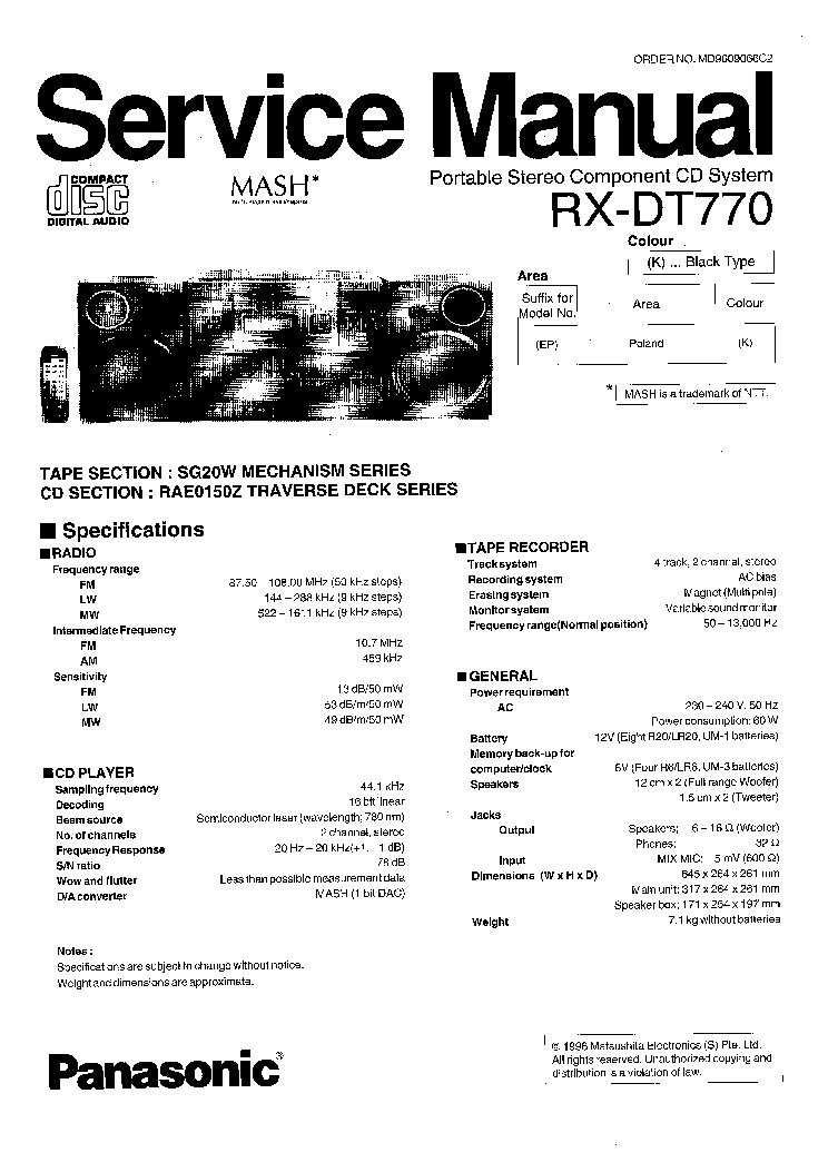 PANASONIC RX-DT770 service manual (1st page)