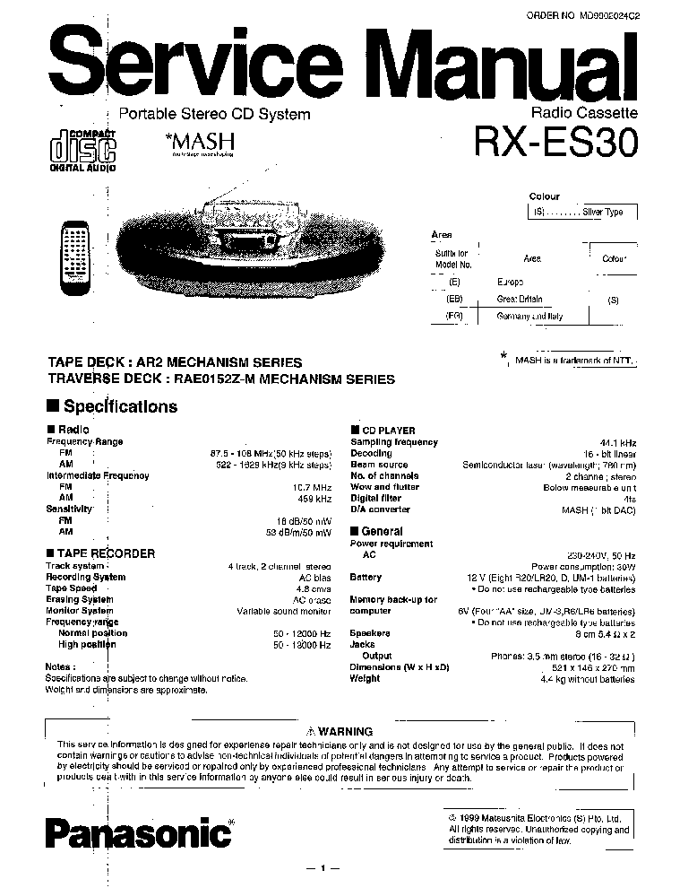 PANASONIC RX-ES30 service manual (1st page)