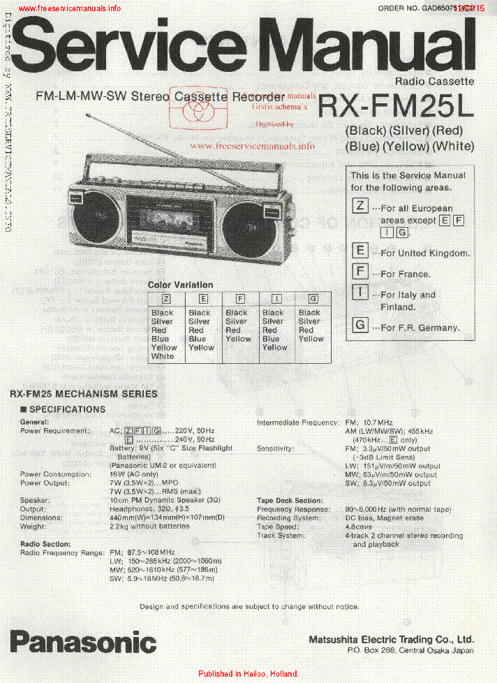 PANASONIC RX-FM25L service manual (1st page)