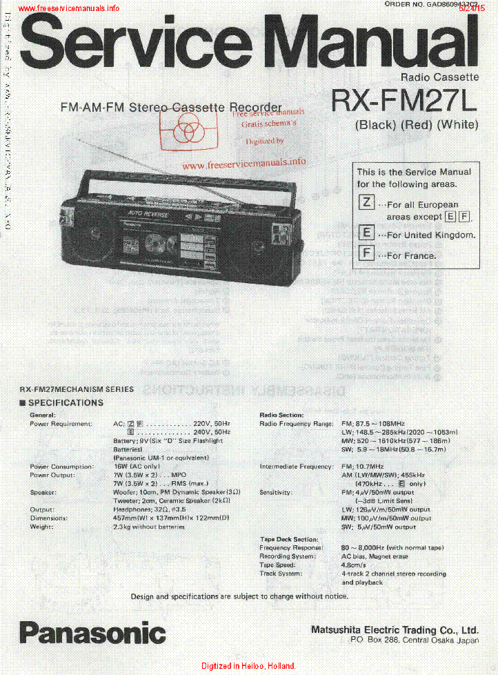 PANASONIC RX-FM27L service manual (1st page)