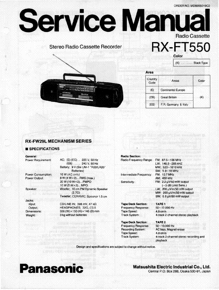 PANASONIC RX-FT550 SM service manual (1st page)