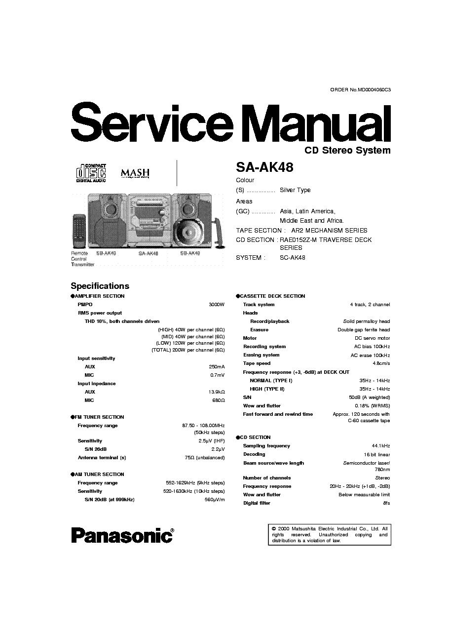 PANASONIC SA-AK48 SC-AK48 SM service manual (1st page)