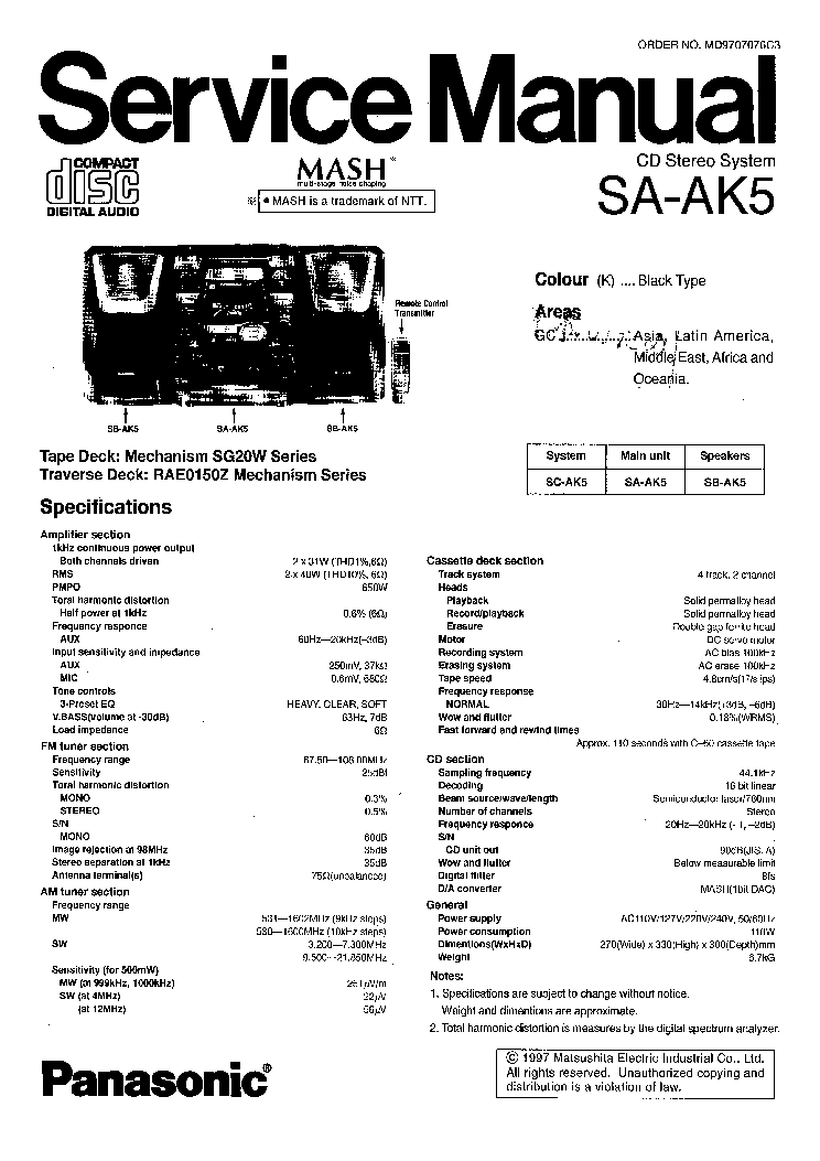 PANASONIC SA-AK5 service manual (1st page)