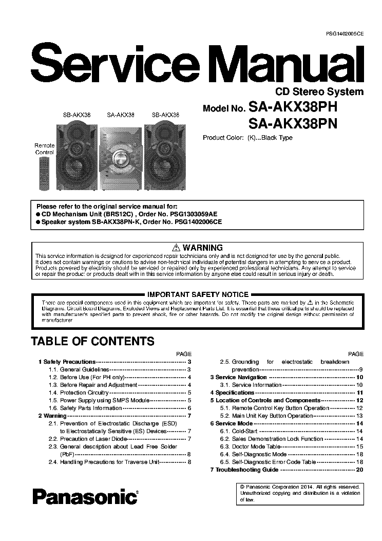 PANASONIC SA-AKX38PH SA-AKX38PN service manual (1st page)