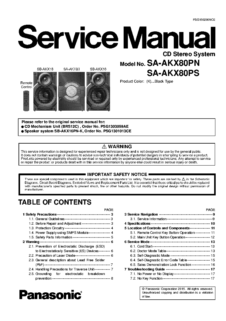 PANASONIC SA-AKX80PN SA-AKX8PS SM service manual