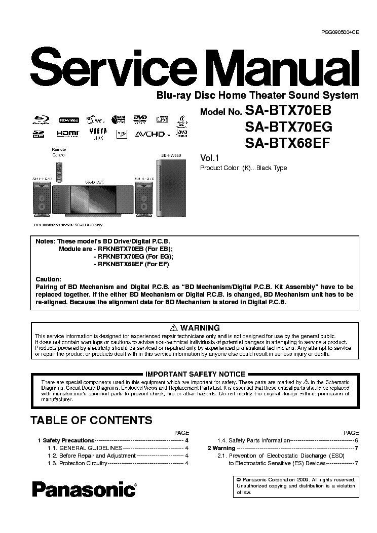 PANASONIC SA-BTX70EB,EG,EF SM service manual (1st page)