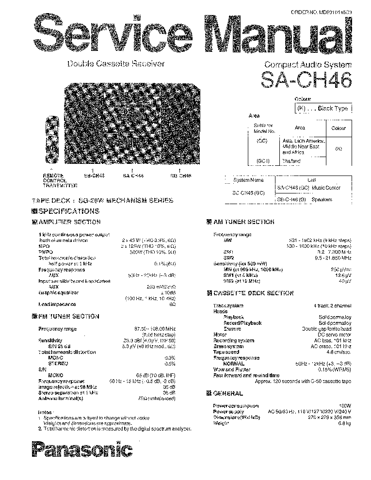 PANASONIC SA-CH46 service manual (1st page)