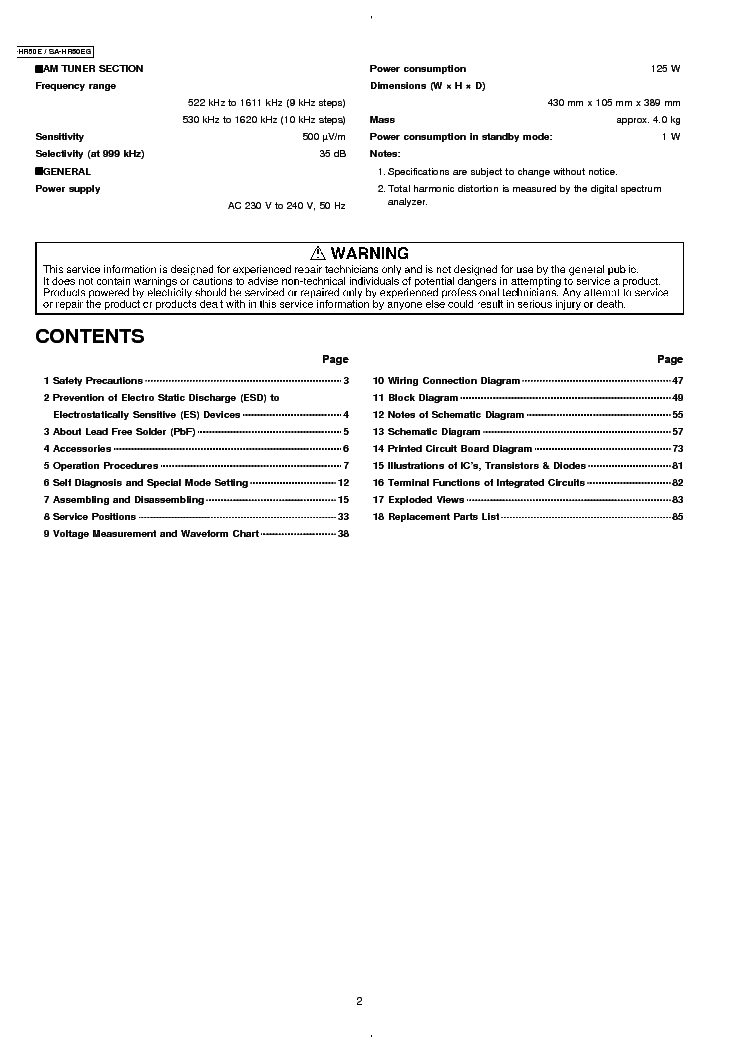 PANASONIC SA-HR50E EG service manual (2nd page)