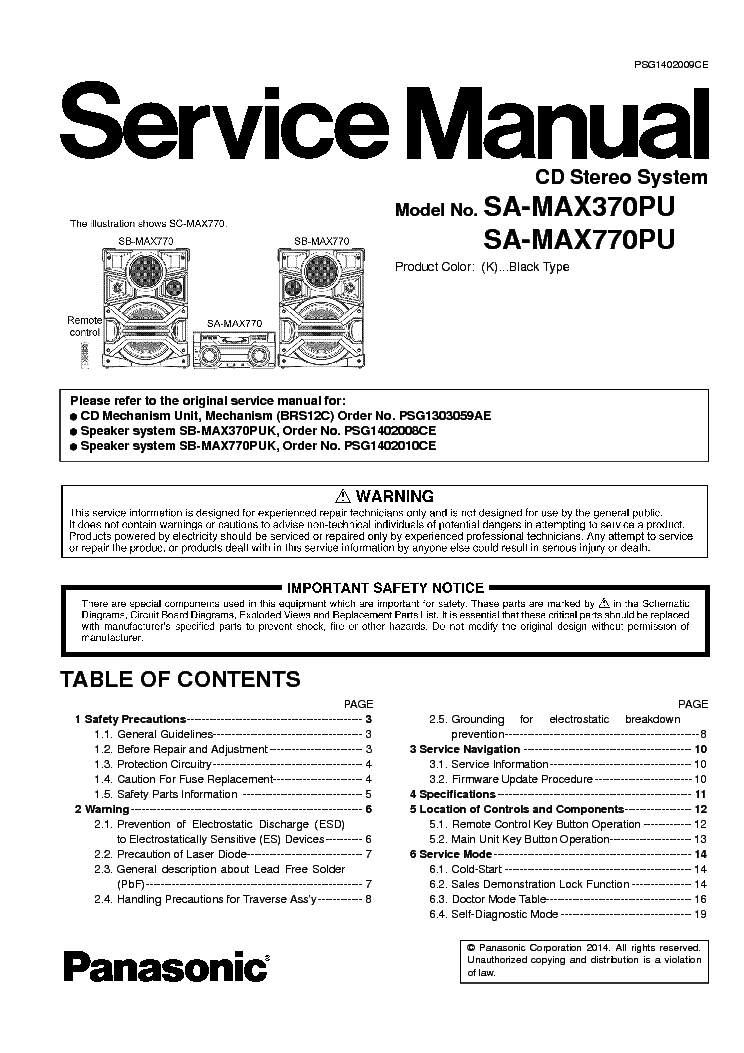 PANASONIC SA-MAX370PU SA-MAX770PU service manual (1st page)