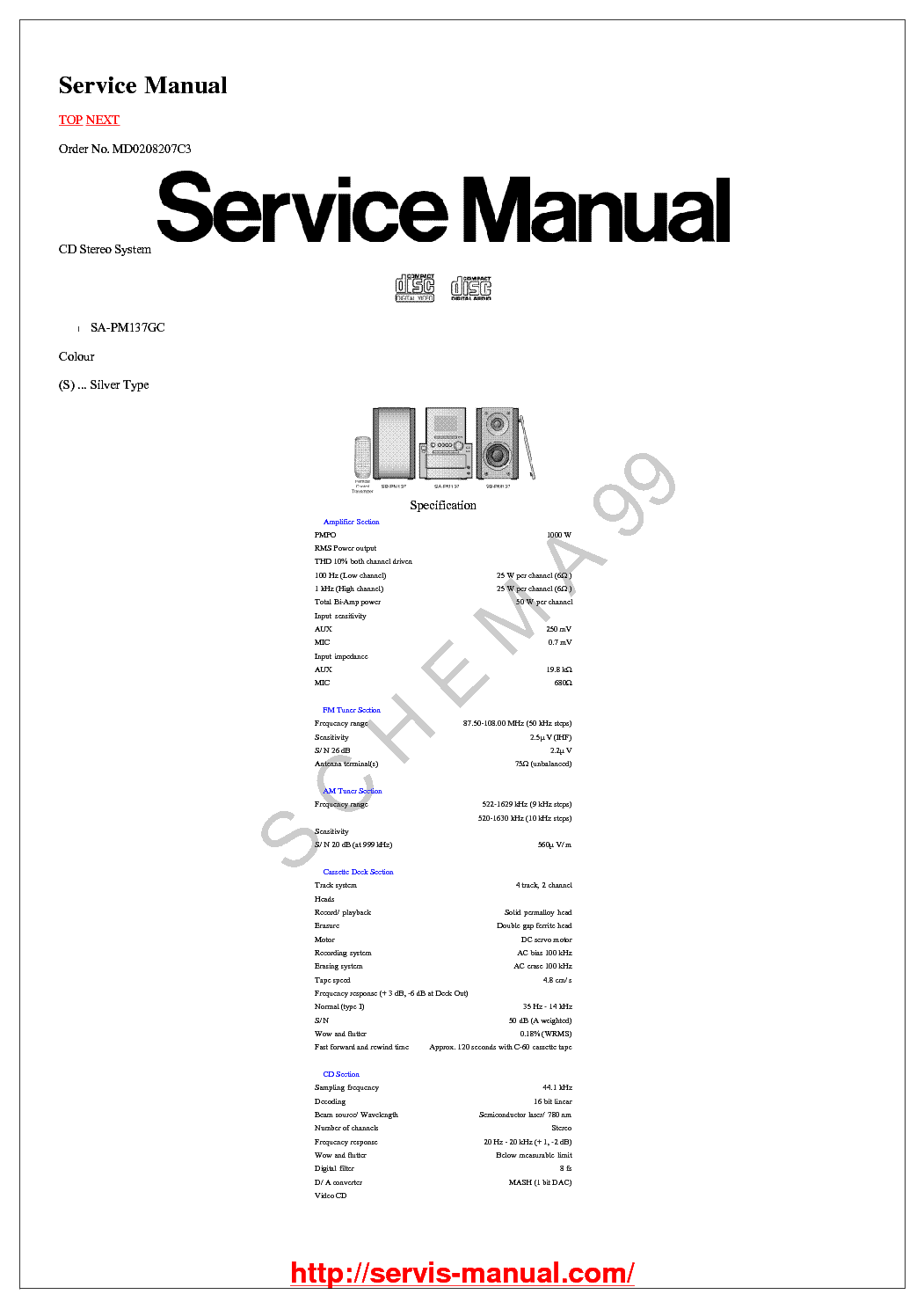 PANASONIC SA-PM137GC service manual