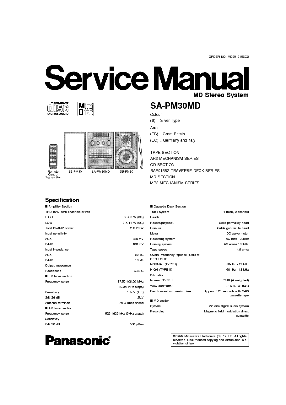 PANASONIC SA-PM30MD service manual (1st page)