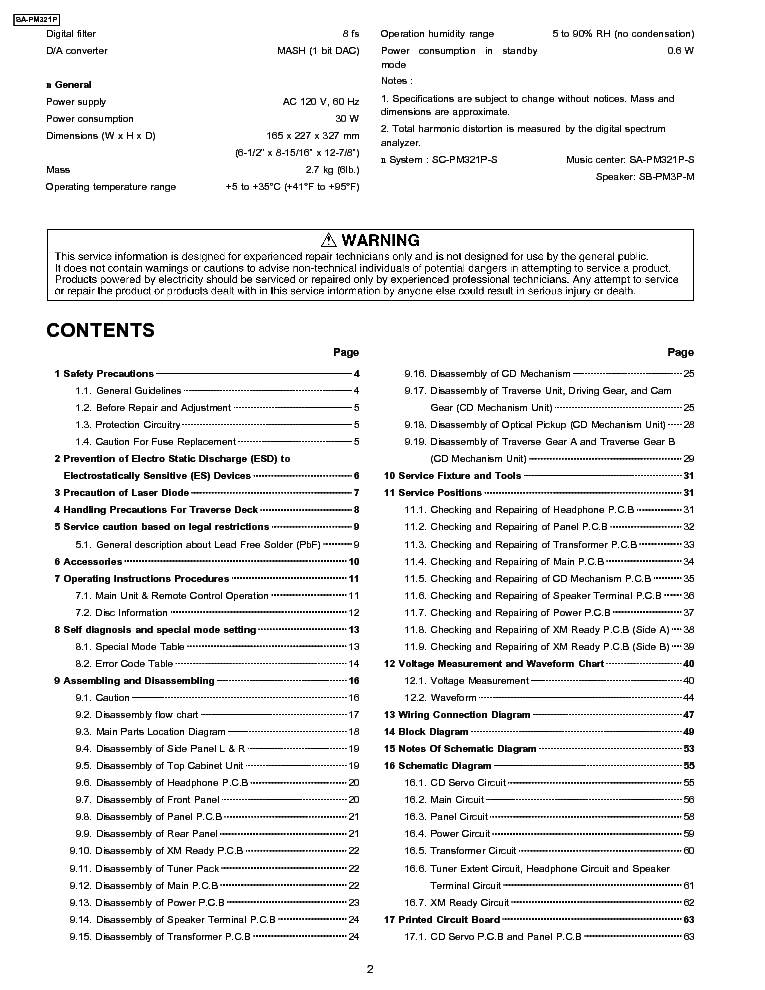 PANASONIC SA-PM321P service manual (2nd page)