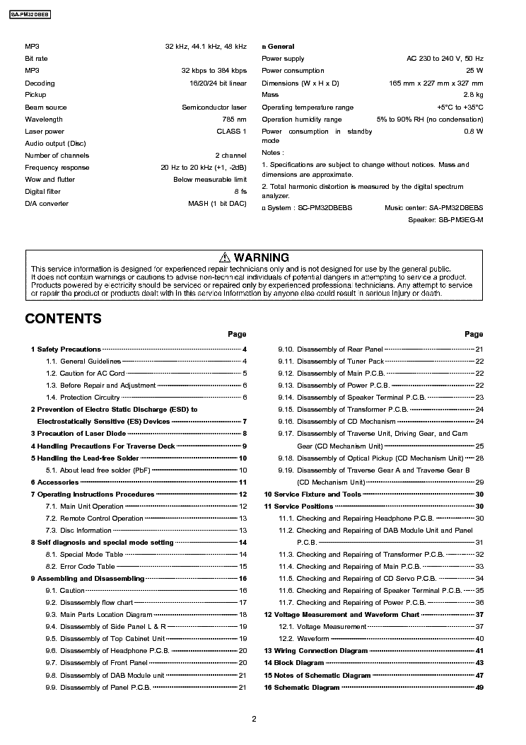 PANASONIC SA-PM32DBEB service manual (2nd page)
