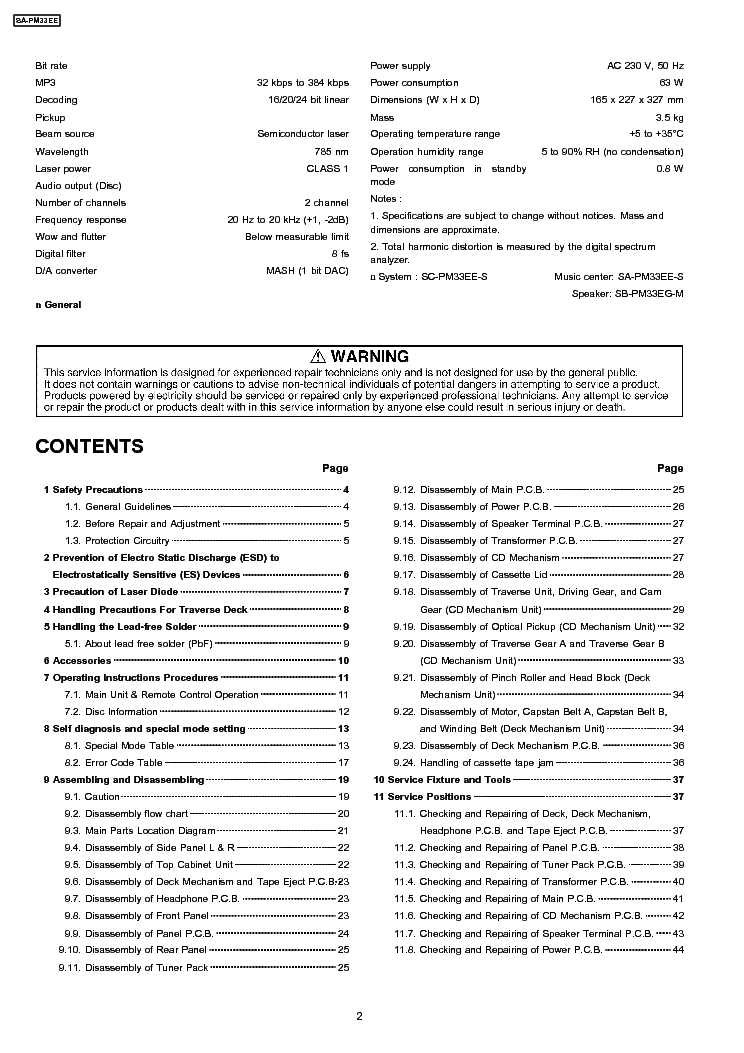 PANASONIC SA-PM33EE service manual (2nd page)