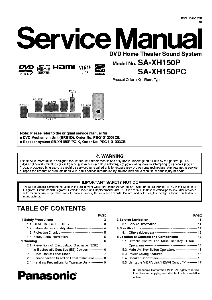PANASONIC SA-XH150P SA-XH150PC service manual (1st page)