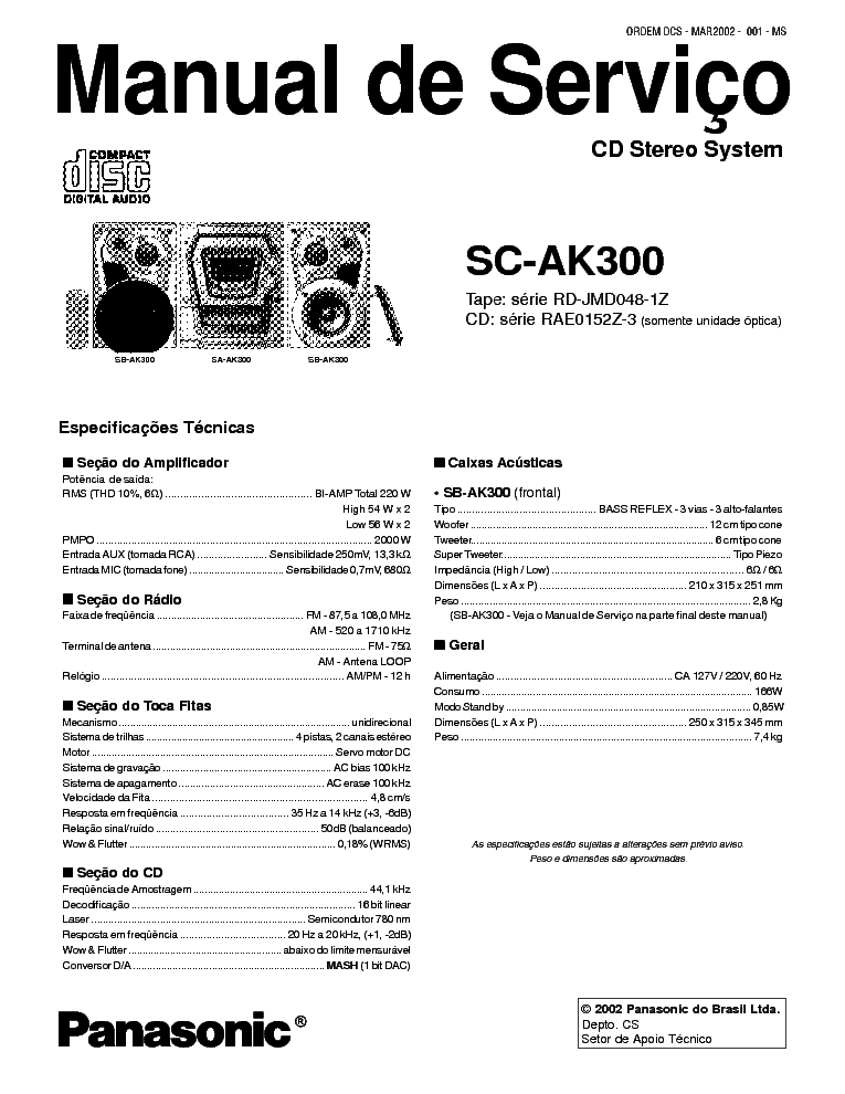 PANASONIC SC-AK300 SM service manual (1st page)