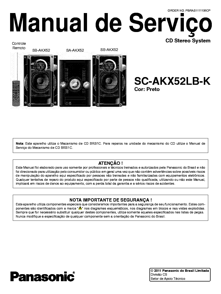 PANASONIC SC-AKX52LB-K CD STEREO SYSTEM service manual (1st page)