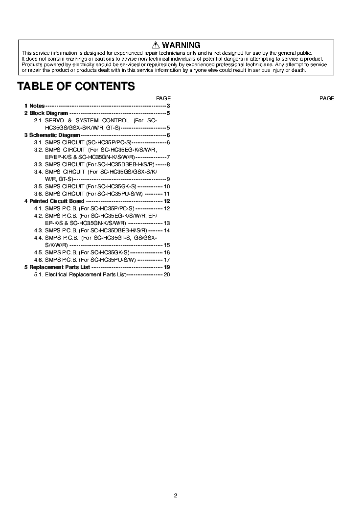 PANASONIC SC-HC35P SUPPLEMENT service manual (2nd page)