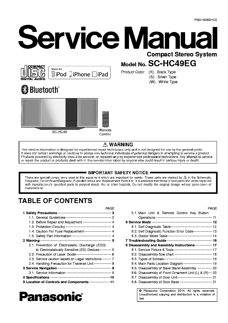 PANASONIC SC-HC49EG service manual (1st page)