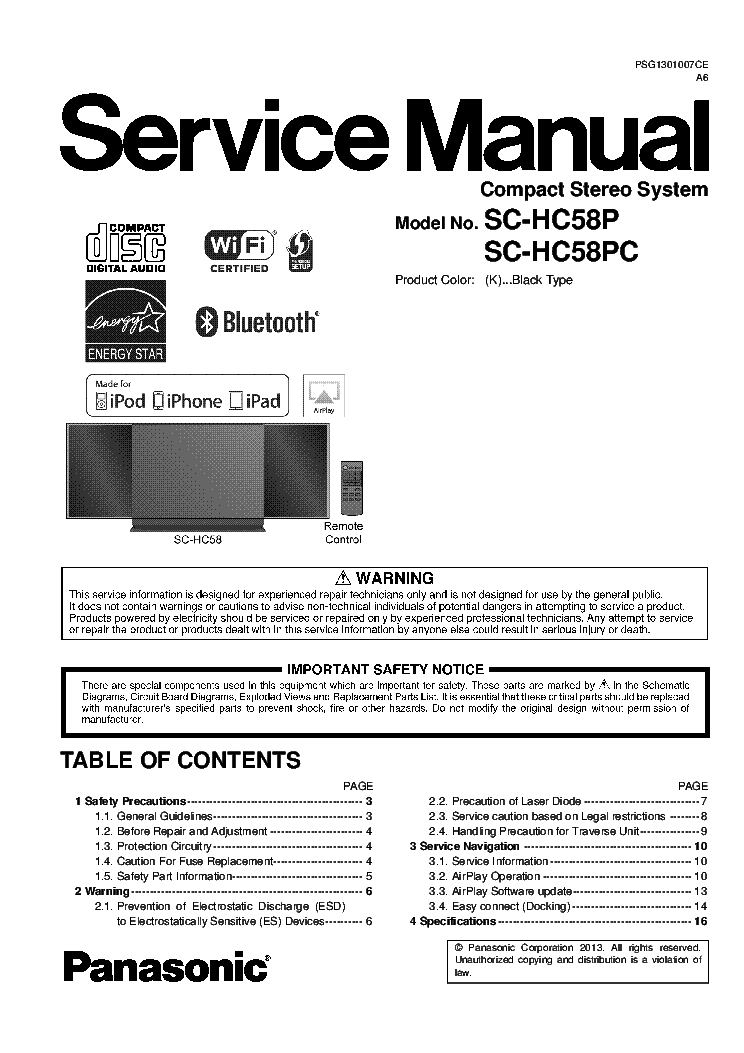 PANASONIC SC-HC58P service manual