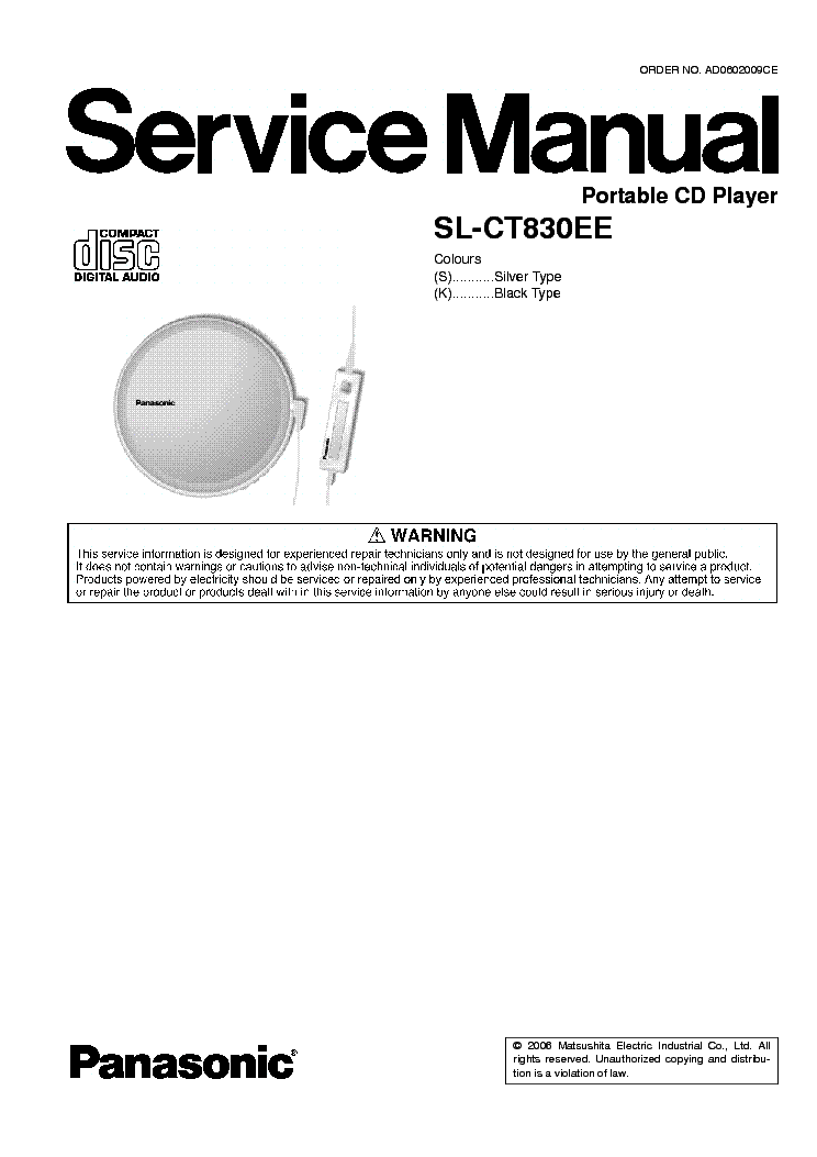 PANASONIC SL-CT830EE service manual (1st page)