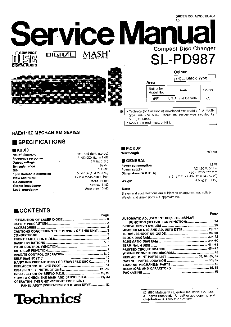 PANASONIC SL-PD987 SM service manual