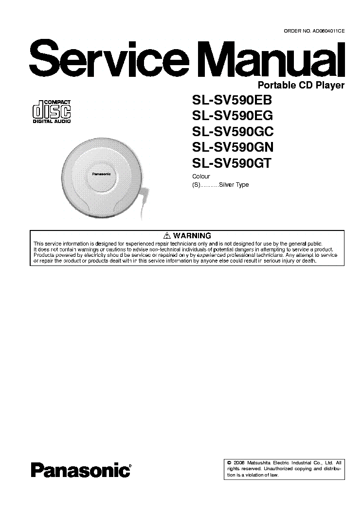 PANASONIC SL-SV590EB service manual