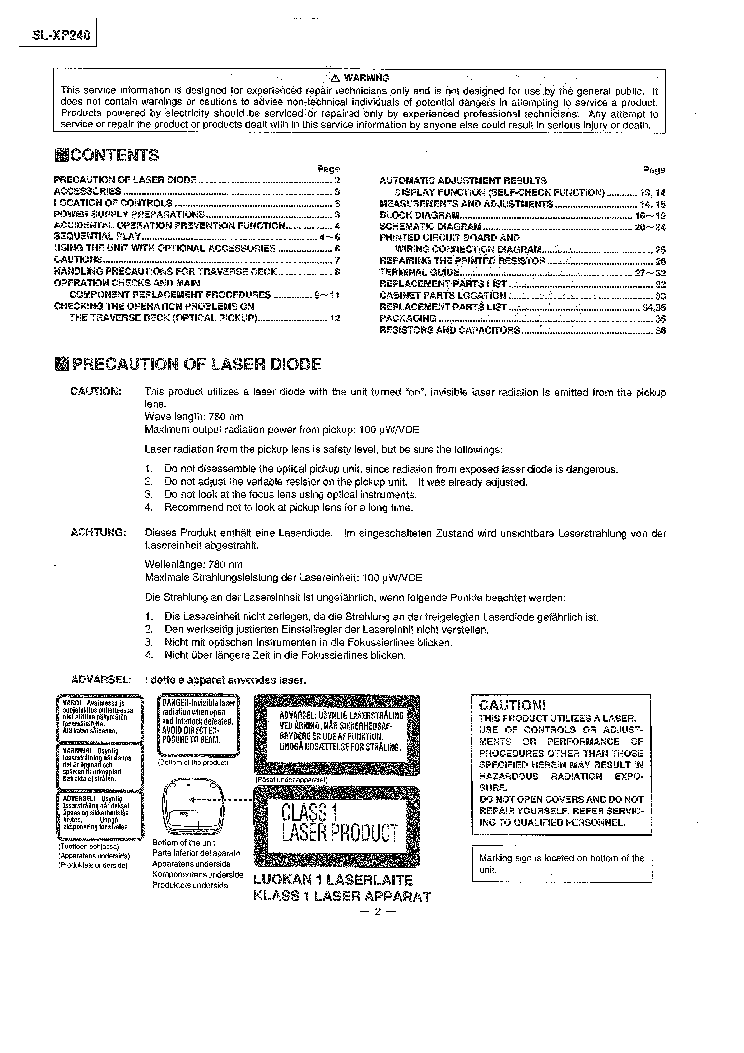 PANASONIC SL-XP240 service manual (2nd page)