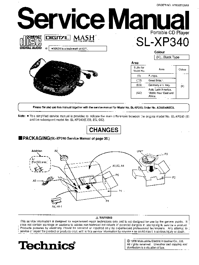 PANASONIC SL-XP340 service manual (1st page)