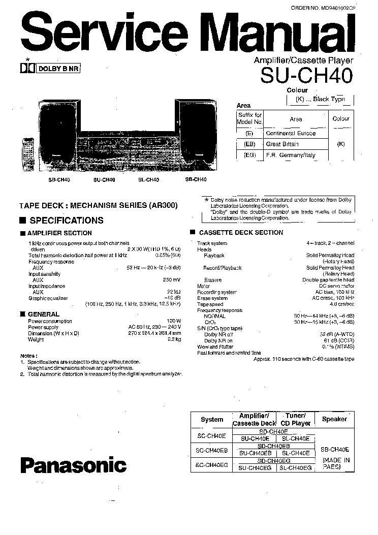 PANASONIC SU-CH40 SM service manual (1st page)