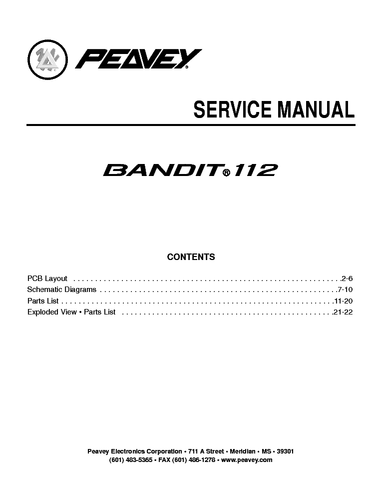 PEAVEY BANDIT 112 SERVICE MANUAL service manual (1st page)