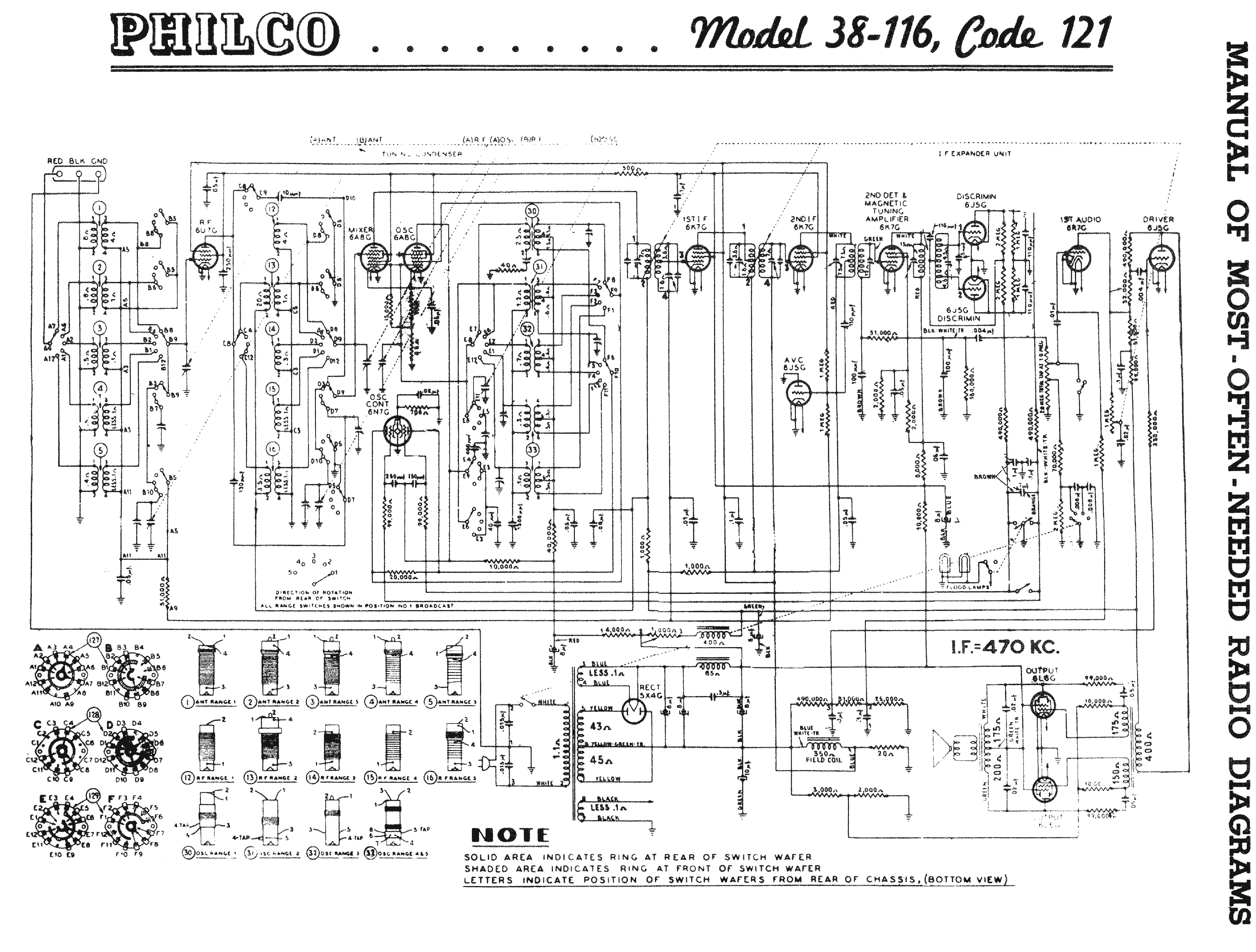 PHILCO 38-116 121 RADIO SCH service manual