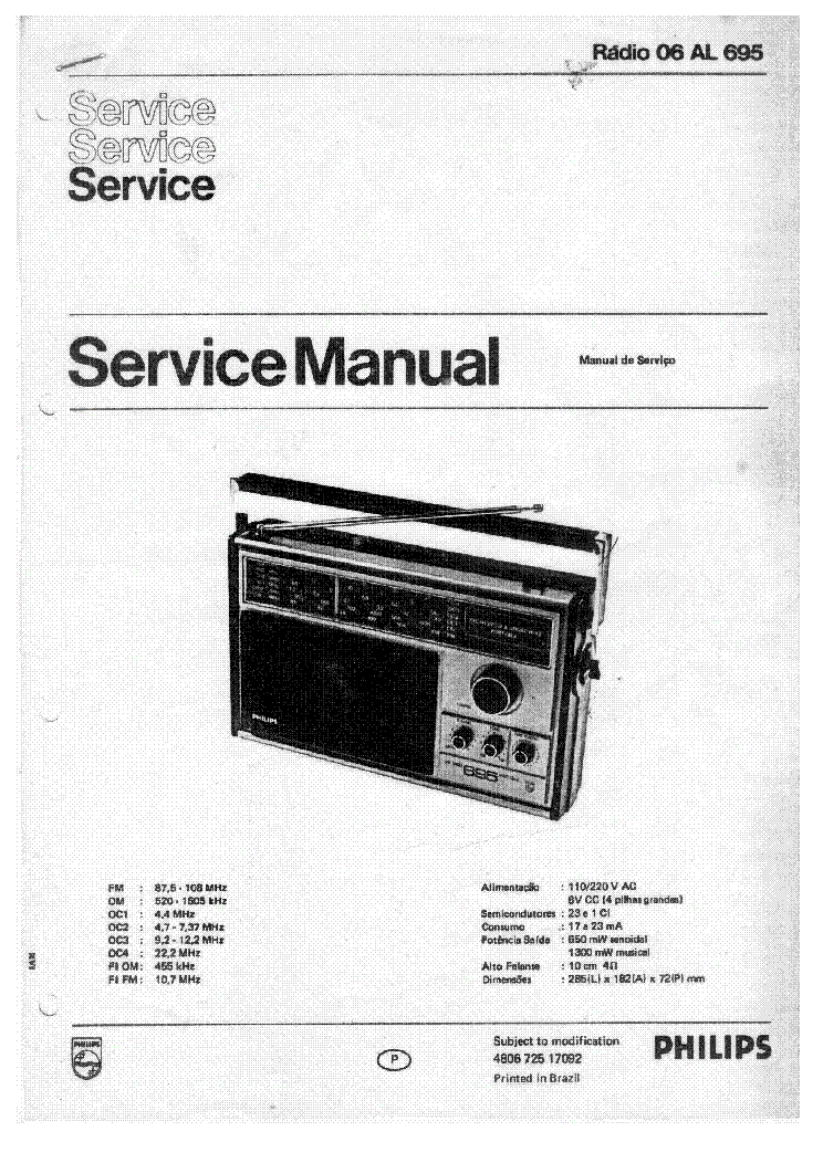 PHILIPS 06 AL695 SM service manual (1st page)