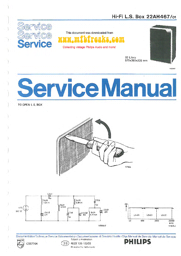PHILIPS 22AH467 HIFI BOX SM service manual (1st page)