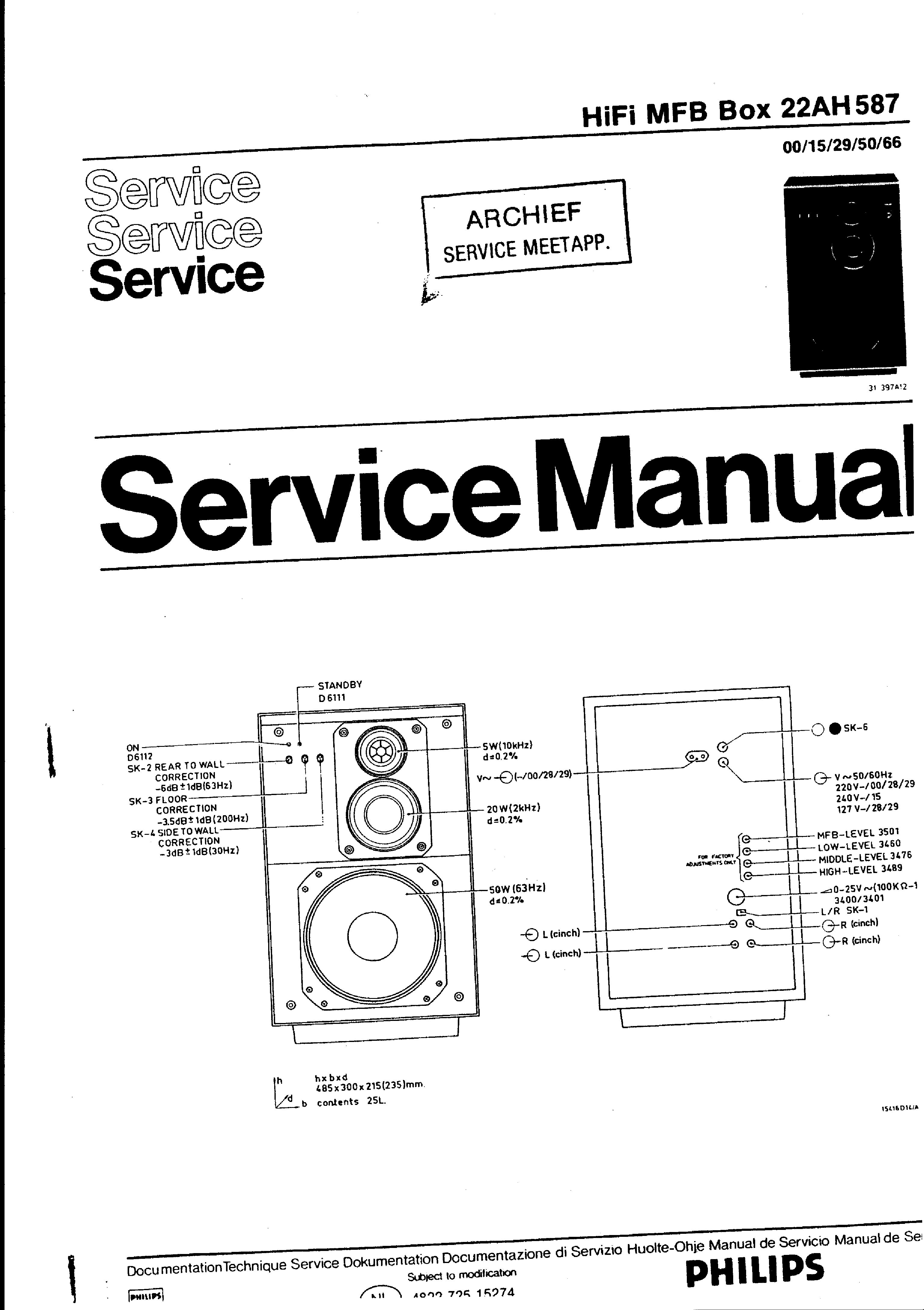 PHILIPS 22AH587 MFB BOX SM service manual (1st page)