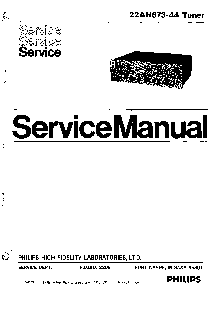 PHILIPS 22AH673-44 TUNER service manual (1st page)
