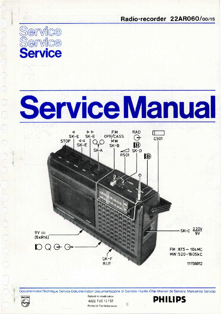 PHILIPS 22AR060-00-15 SM SI service manual (1st page)