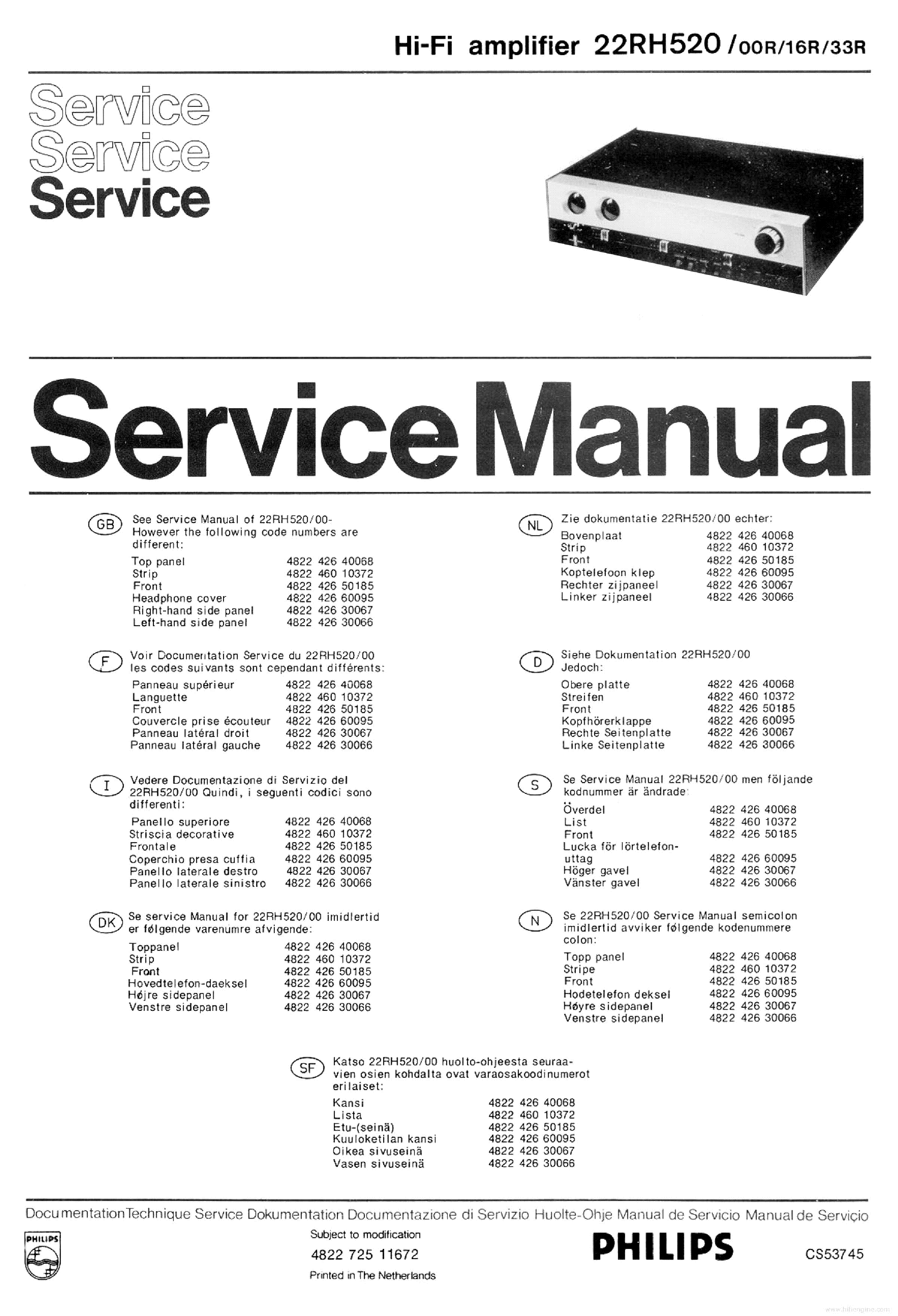 PHILIPS 22RH520-00R 16R 33R SM service manual (1st page)