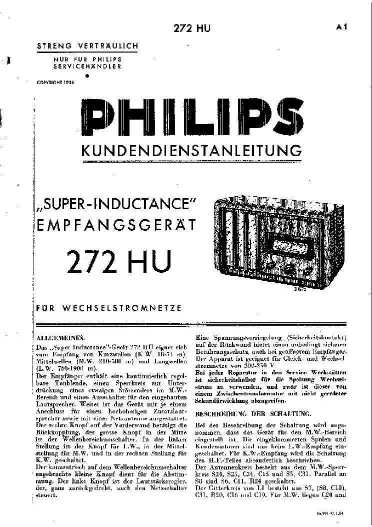 PHILIPS 272HU service manual (1st page)