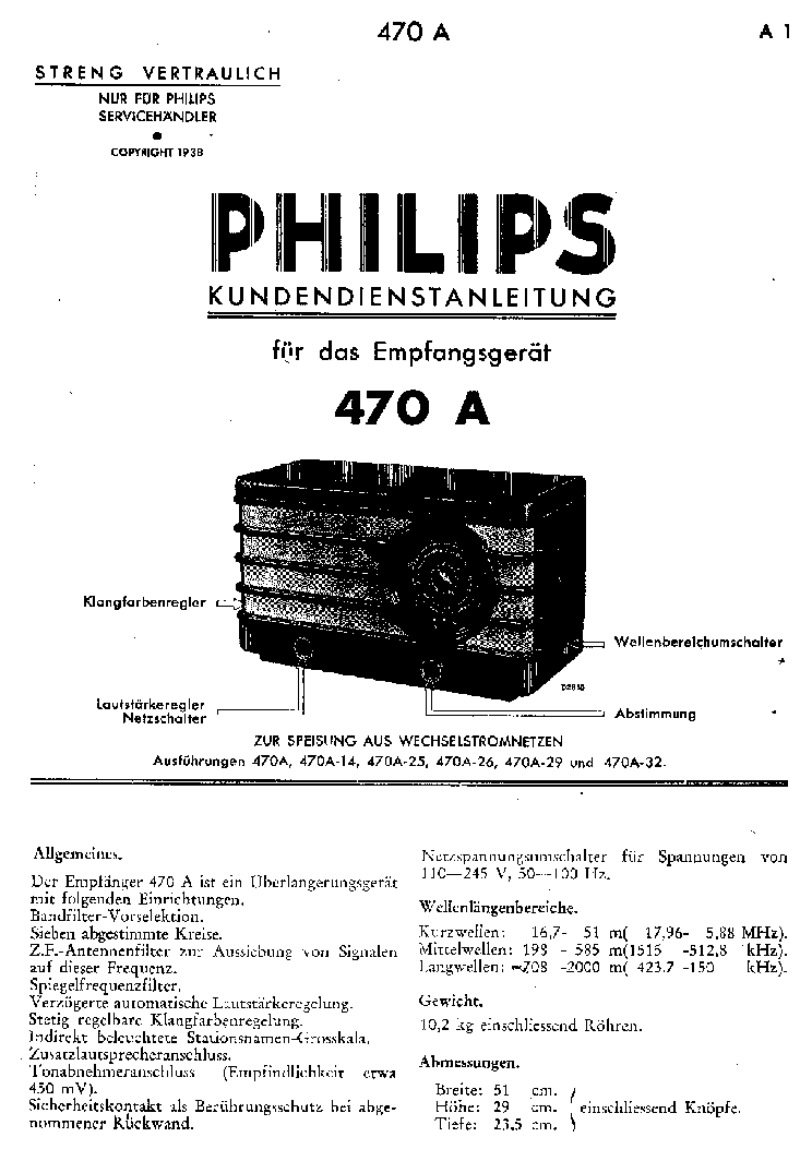 PHILIPS 470A 1 service manual (1st page)